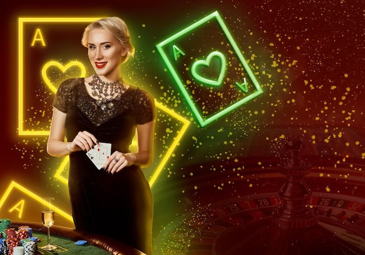 Exciting live casino scene with dealers and players